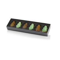 Cocoture sort aflang gaveæske guld og grønne frøer fløde og mørk chokolade|120g