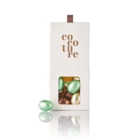 Cocoture hvid gaveæske nye fyldte folieæg i guld, brun og grøn folie|95-100g