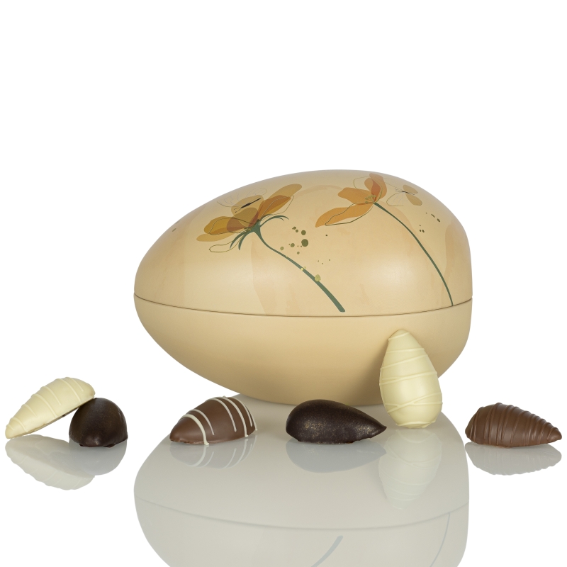 Cocoture gult metal&aelig;g med 10 stk. marcipan &aelig;g|130g